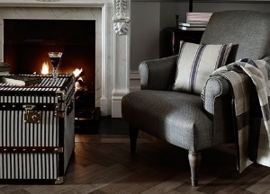 Hamsey Armchair in Ian Mankin Taymar. Image courtesy of Ian Mankin.co.uk