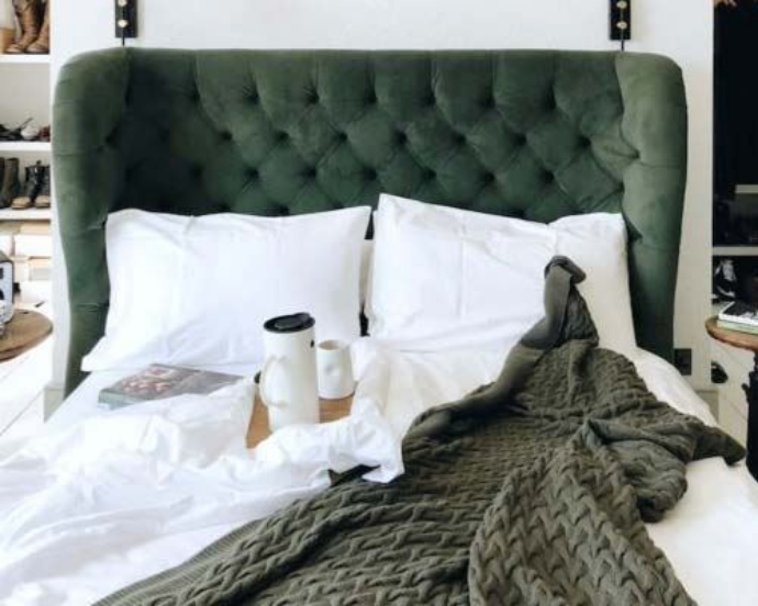 Customer Photos: Rouen King Bed in Linwood Omega Velvet Hunter