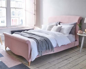 Arles King Bed in Romo Linara Dusky Pink