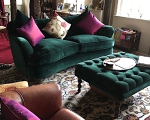 Fairmont 2.5 Seater Sofa & Bedham Footstool in Essentials Textured Velvet Veridian