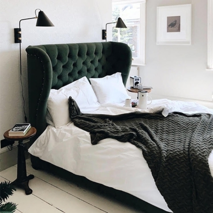 As Seen in Our Brochure: Rouen Low Foot End King Bed in Linwood Omega Velvet Hunter