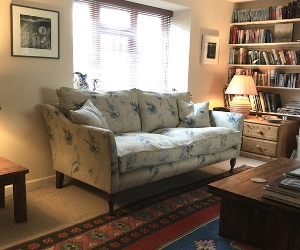 Brunel 3 Seater Sofa in Floral Linen Lela Indigo