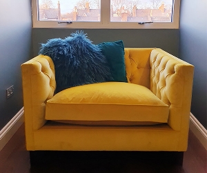 Haresfield Snuggler in Omega Velvet Canary