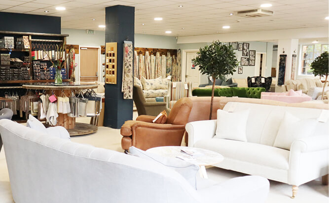 Take a virtual tour of our Stroud sofa showroom