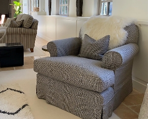 Hampton Chair Loose Cover in RHS Gertrude Jekyll Lattice Navy