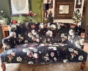 Grassington 3 Seater Sofa in Osborne & Little Palazzo Pellestrina Ivory Blush Black