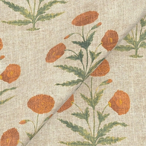 V&A Threads of India on Linen - Regal Poppy: Marigold